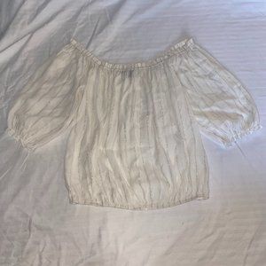 NWOT Sanctuary Cottagecore Semi Sheer Peasant Top with Glitter Striped Accents